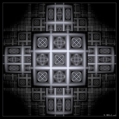 see 'Fractal noughts and crosses' at deviantART